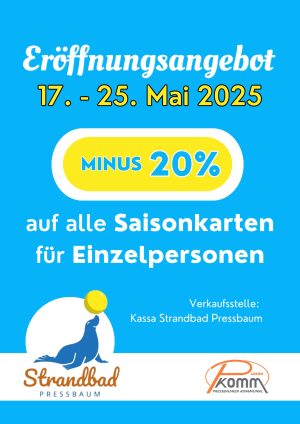 Eröffnungsangebot Badesaison 2025 im Strandbad Pressbaum